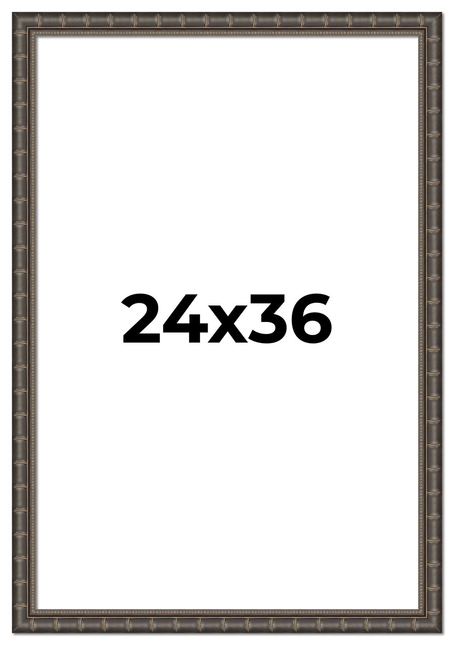 24x36 Black Modern Bamboo Picture Frame - UV Acrylic, Foam Board Backing, Hanging Hardware